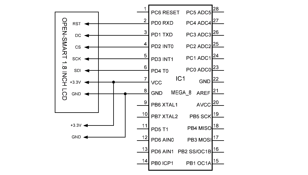 Схема подключения OPEN-SMART 1.8 INCH LCD
