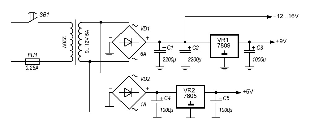 Схема блока питания.